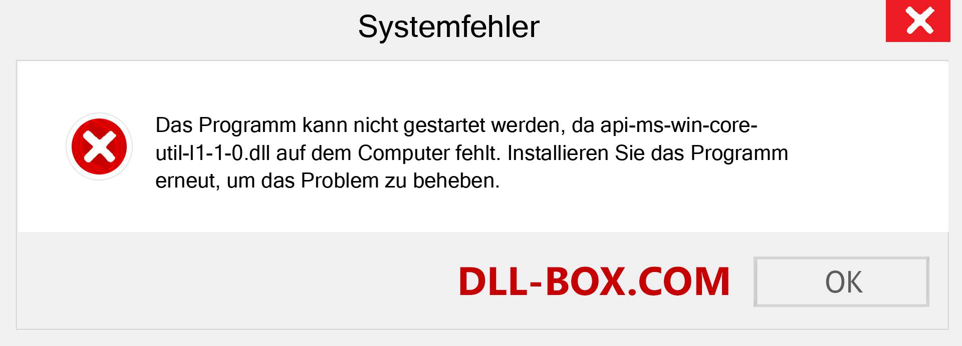 api-ms-win-core-util-l1-1-0.dll-Datei fehlt?. Download für Windows 7, 8, 10 - Fix api-ms-win-core-util-l1-1-0 dll Missing Error unter Windows, Fotos, Bildern